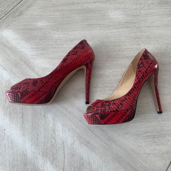 Jimmy Choo Pink/Black Snakeprint Platform Pumps sz 39 - Picture 3 of 8